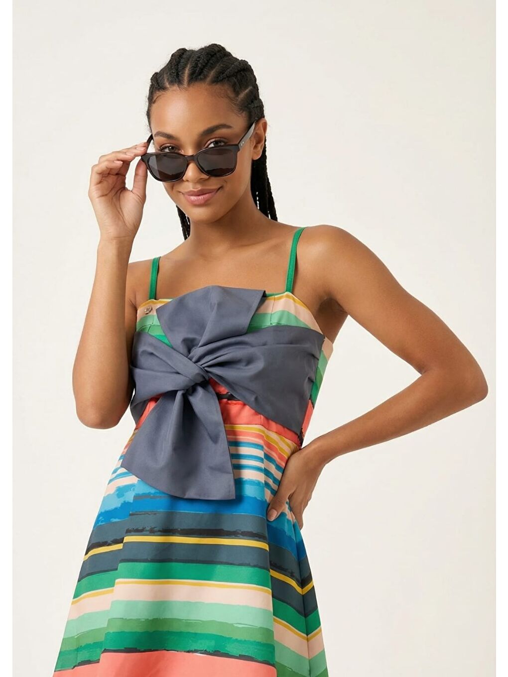 Karışık Çizgili Renkler Askılı Mayo-3