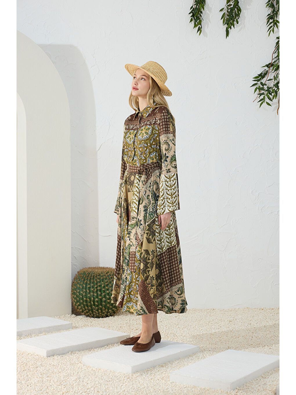 Haki Desenli Elbise-2