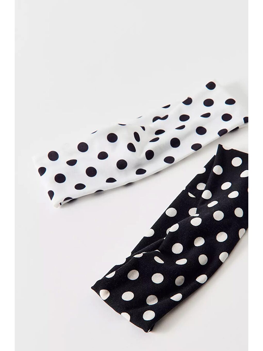 2 adet Siyah Beyaz Puantiye Jersey Saç Bandı