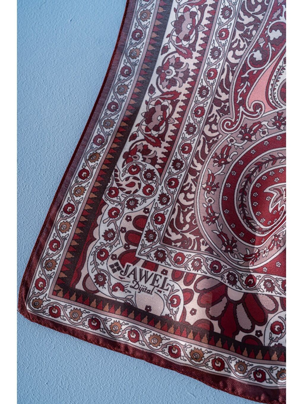 Bordo Kadın Etnik Desen Soft Tlos Şal-1