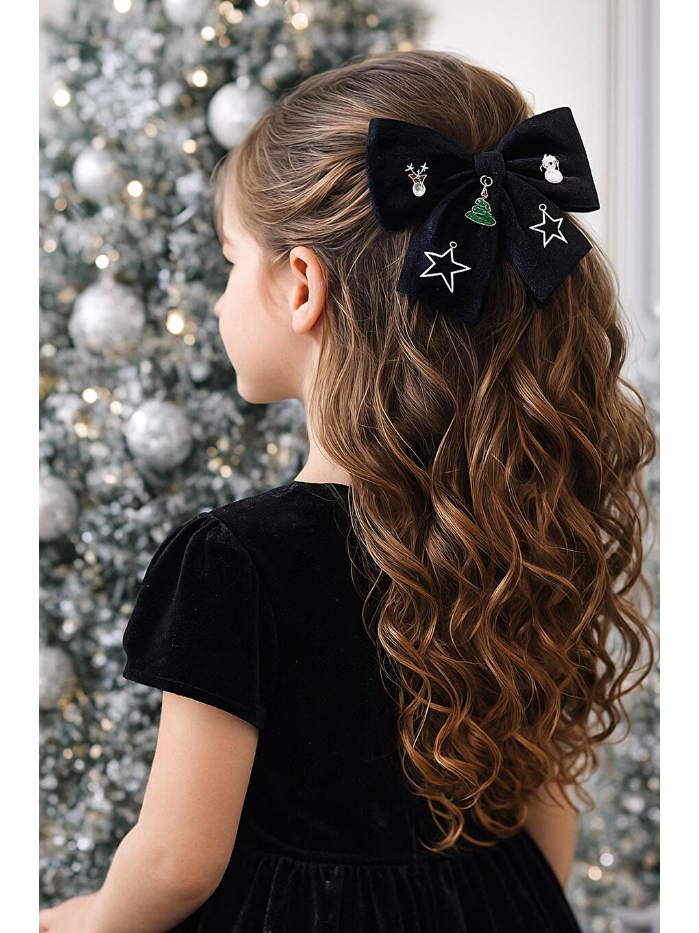 Yılbaşı Charmları Siyah Kadife Fiyonk Toka-2