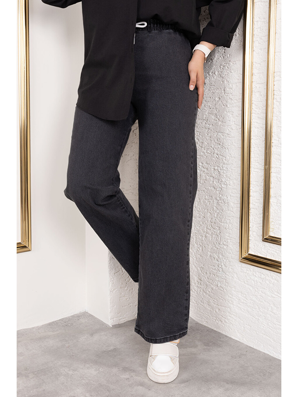 Bol Paça Beli Lastikli Jean Pantolon Tsd250106 Antrasit-3