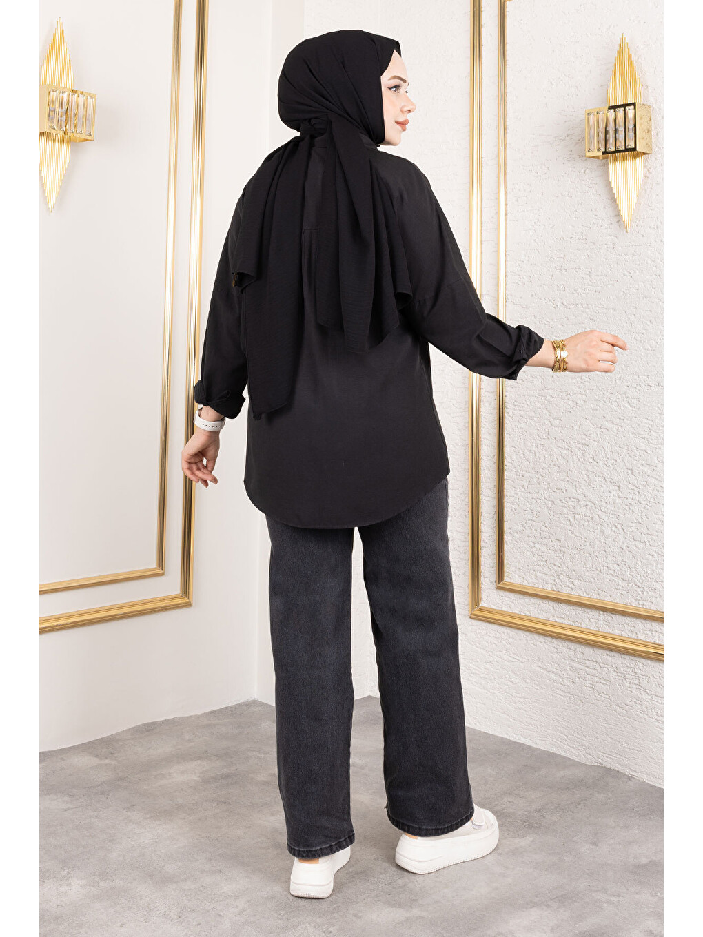 Bol Paça Beli Lastikli Jean Pantolon Tsd250106 Antrasit-4