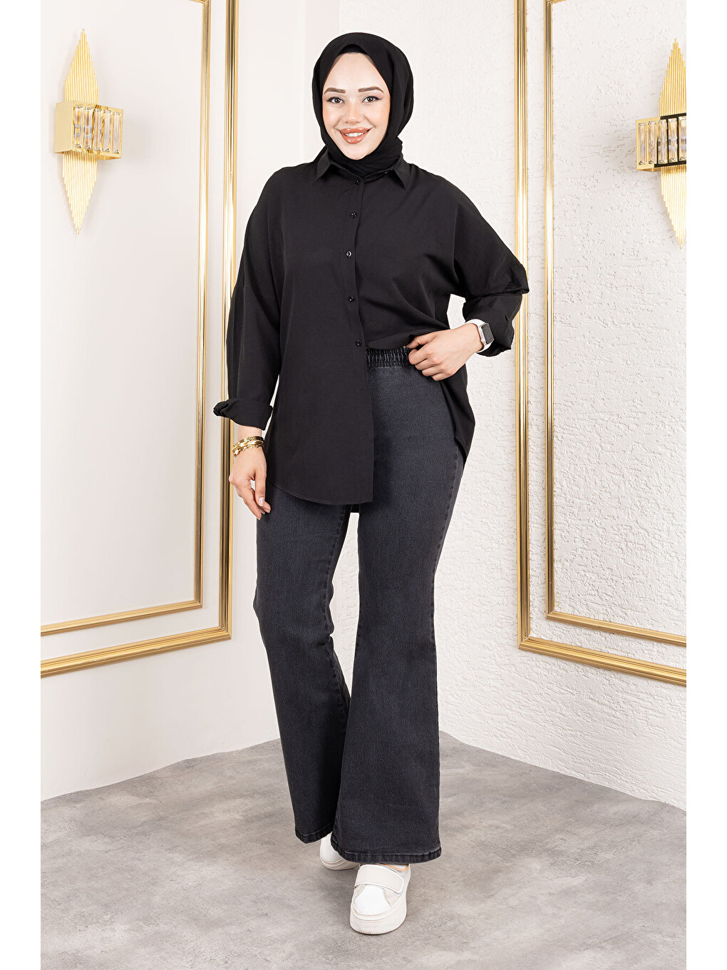 Beli İpli İspanyol Paça Jean Pantolon Tsd250107 Antrasit