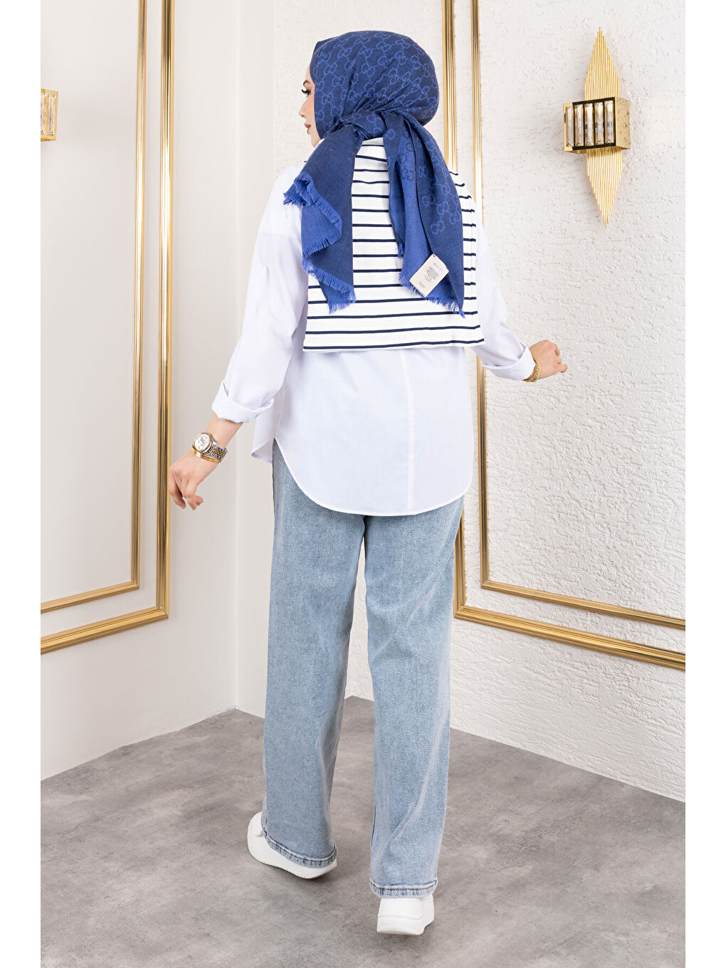 Yüksek Bel Palazzo Jean Pantolon Tsd250119 Açık Mavi-4