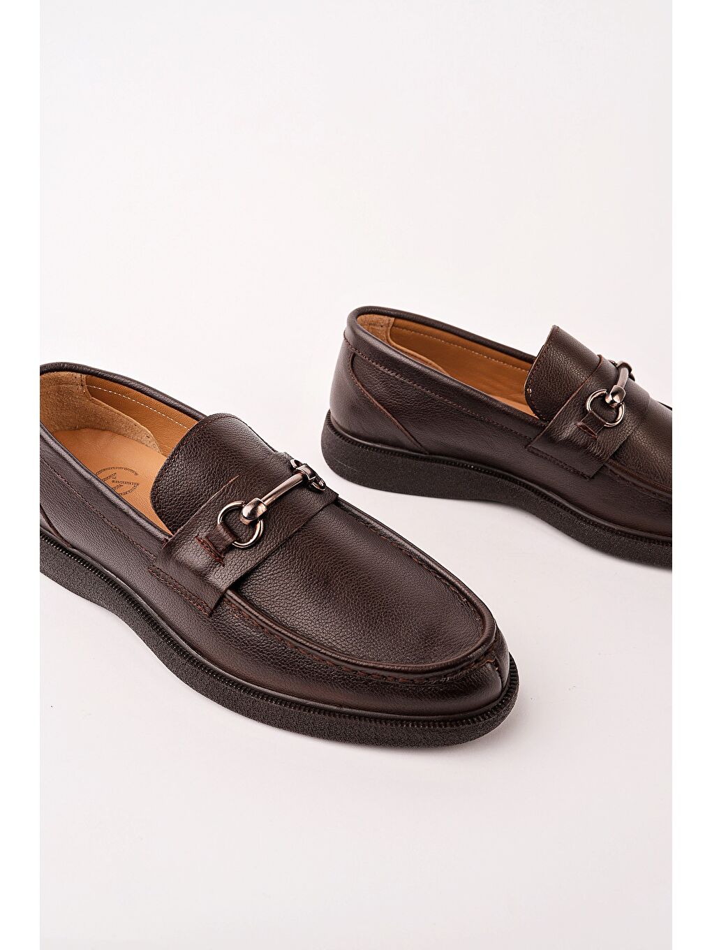 Kahverengi ALFRED Hakiki Deri Metal Tokalı Rahat Taban Erkek Günlük Klasik Casual Ayakkabı-1