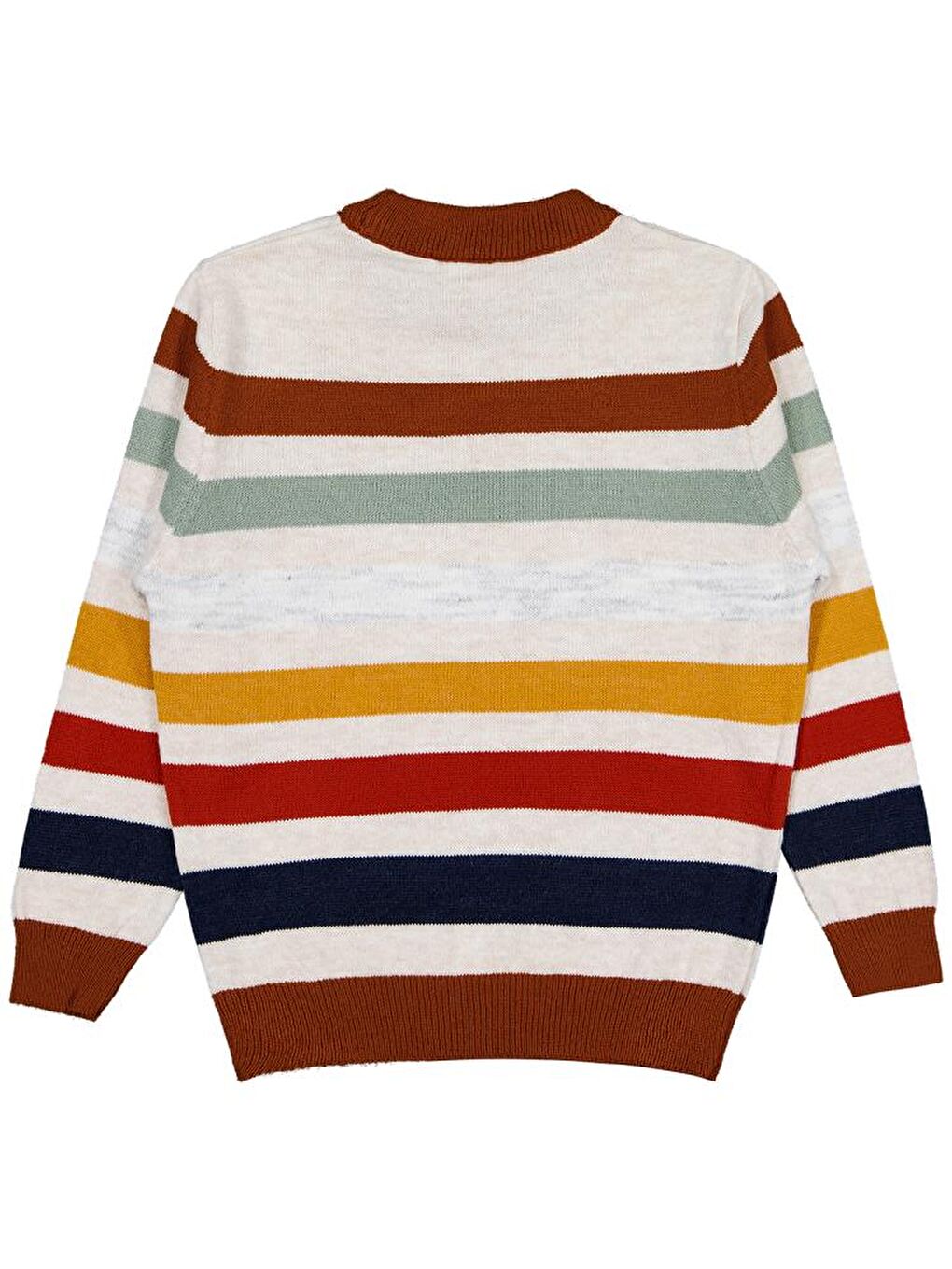 Kahverengi Boys Renkli Çizgili 6-9 Yaş Kazak-1