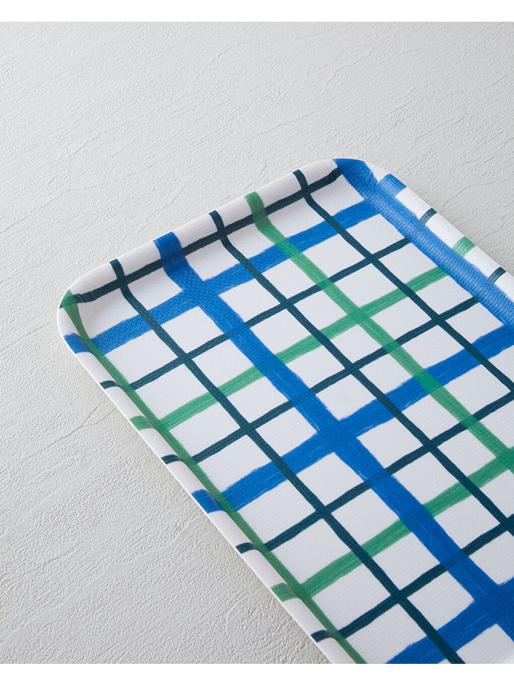 Aquaplaid Melamin Kaydırmaz Tepsi 20x28,5 cm Mavi - Yeşil-2