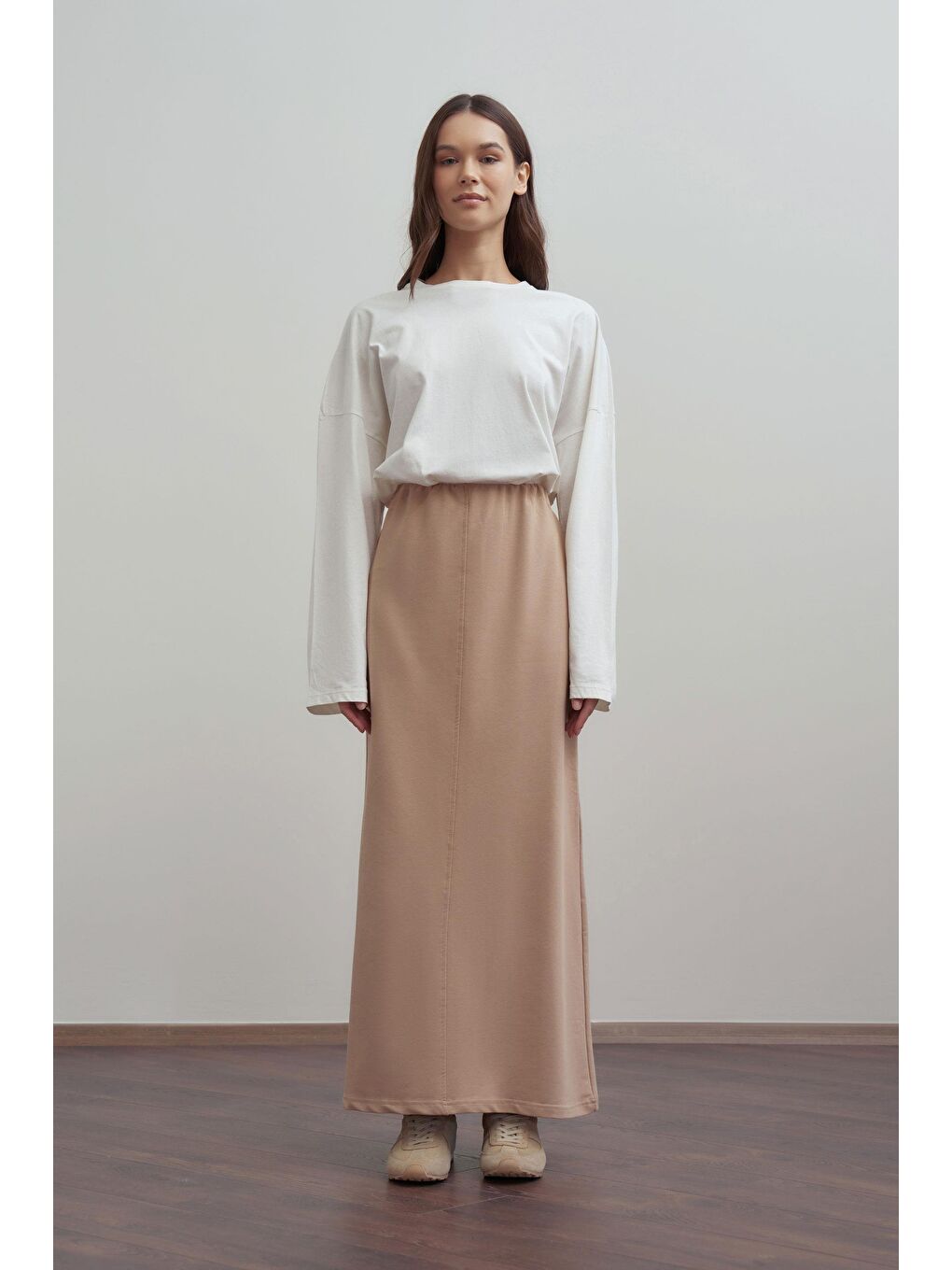 Bej Vizon-Pamuklu Kalem Etek-1