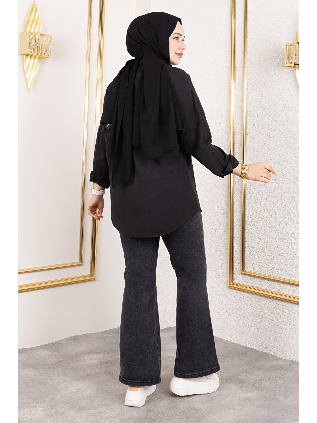 Beli İpli İspanyol Paça Jean Pantolon Tsd250107 Antrasit-4