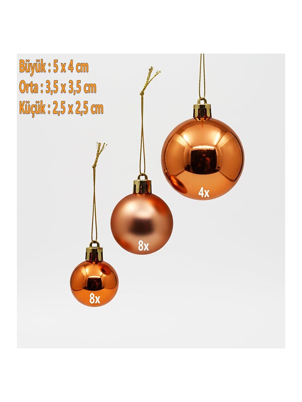 Sarı Yılbaşı Ağaç Süsü Seti – 20 Parça (3 Boyut, Hediye Kutulu)-2