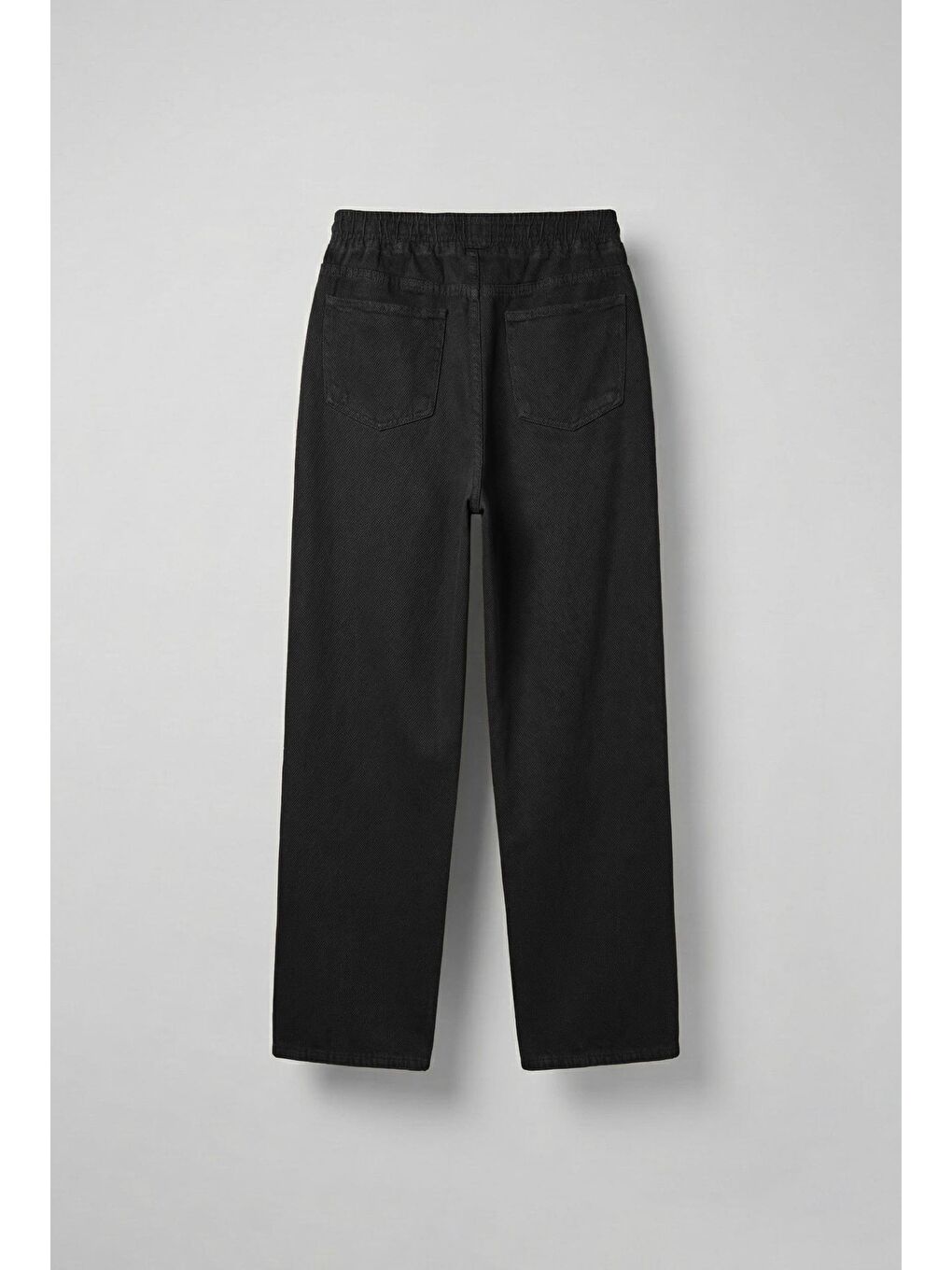 Erkek Baggy Fit Gabardin Kumaş Pantolon Siyah-1