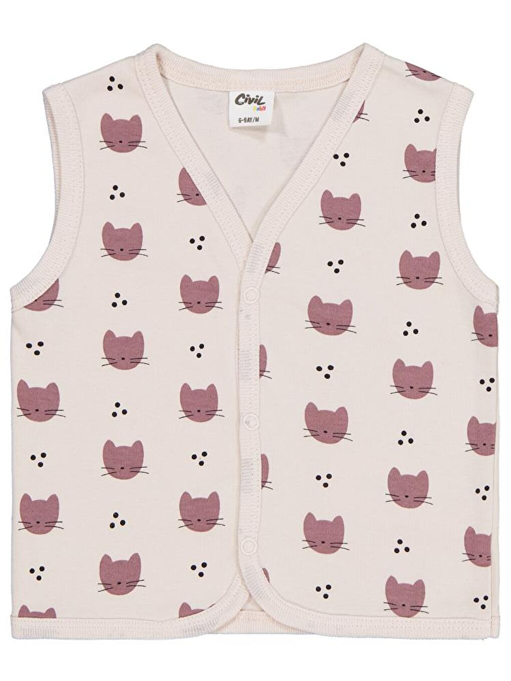 Bej Baby Kedi Empirme 6-18 Ay Yelek