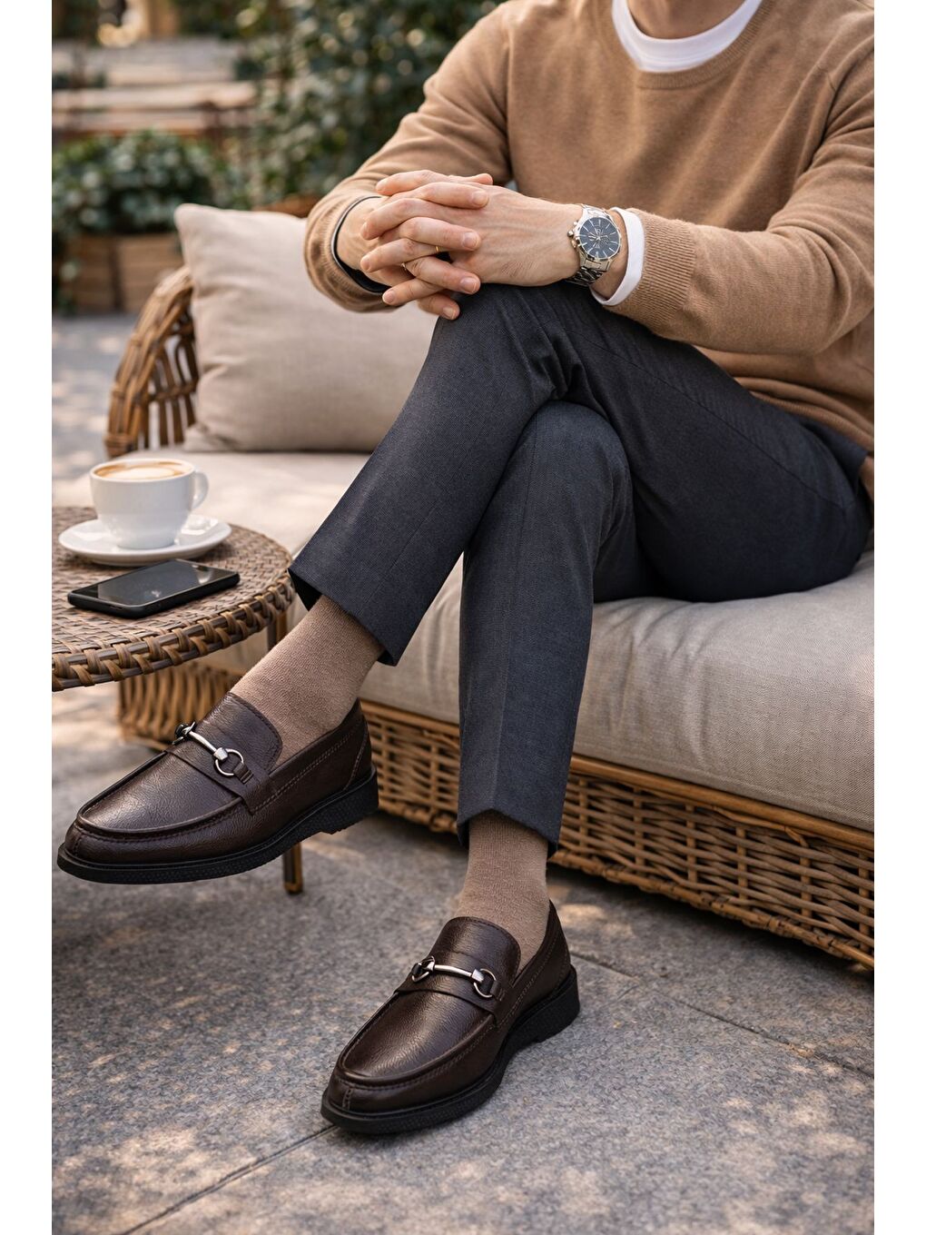 Kahverengi ALFRED Hakiki Deri Metal Tokalı Rahat Taban Erkek Günlük Klasik Casual Ayakkabı-5