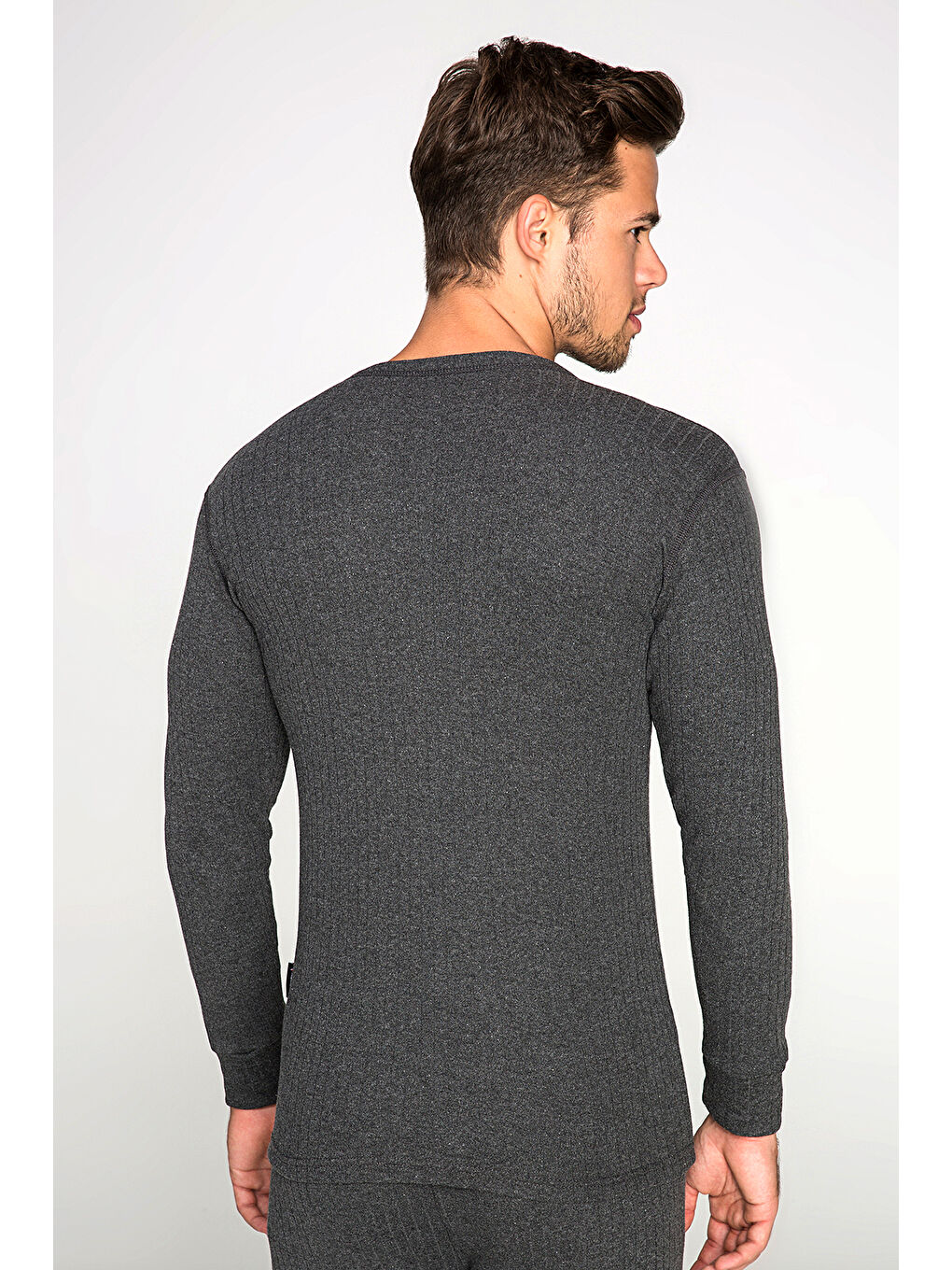 Ekru Soft Unisex Uzun Kol Fanila ANTRASiT-3