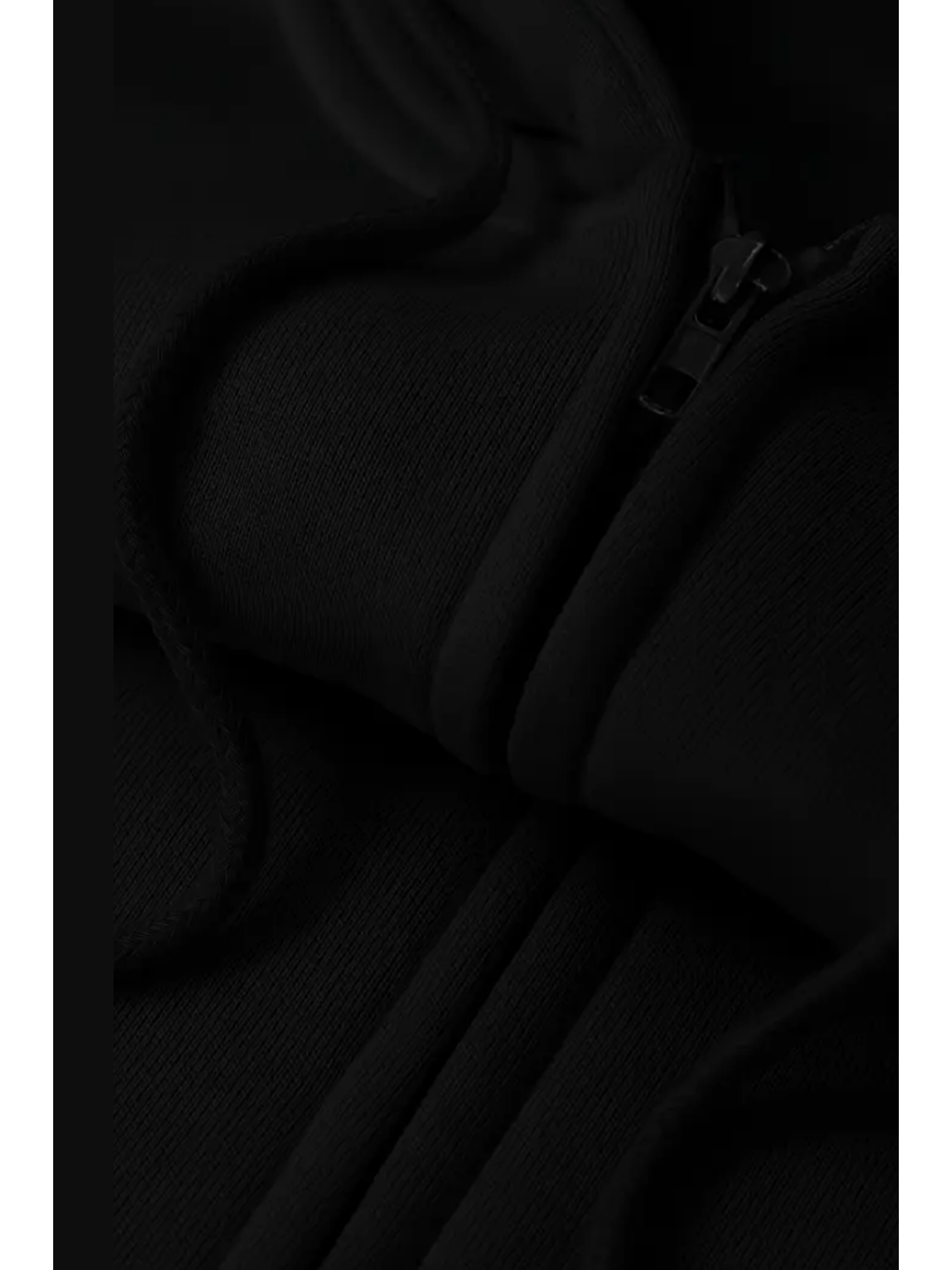 Unisex Siyah Fermuar Kapüşonlu Sweatshirt-1
