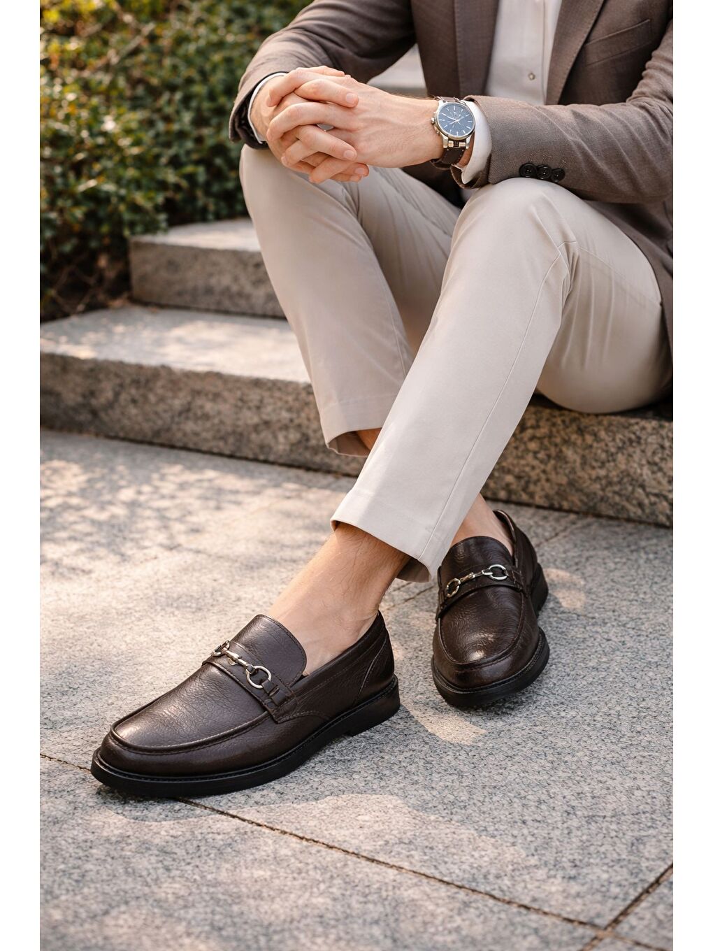 Kahverengi ALFRED Hakiki Deri Metal Tokalı Rahat Taban Erkek Günlük Klasik Casual Ayakkabı-7
