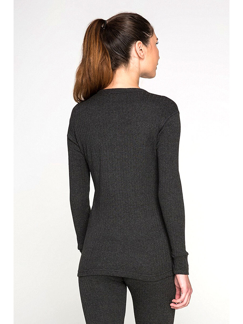 Ekru Soft Unisex Uzun Kol Fanila ANTRASiT-4