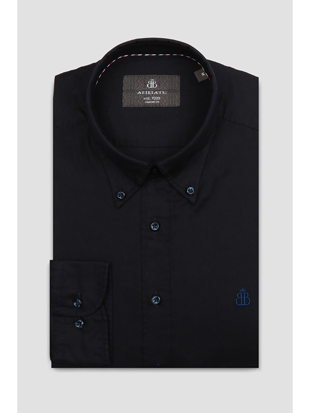 Luca Oxford Stretch Pamuk Karışımlı Comfort Fit Lacivert Düğmeli Yaka Erkek Düz Gömlek-3