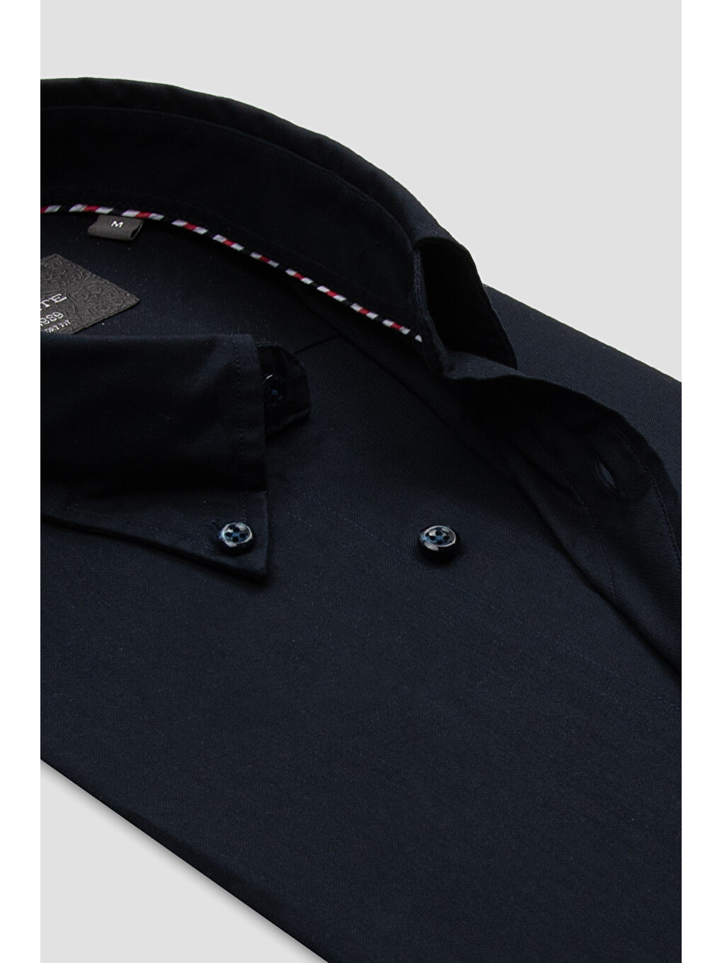 Luca Oxford Stretch Pamuk Karışımlı Comfort Fit Lacivert Düğmeli Yaka Erkek Düz Gömlek-4