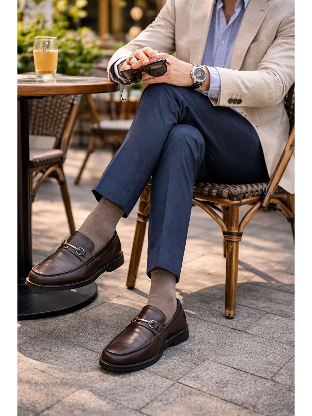 Kahverengi ALFRED Hakiki Deri Metal Tokalı Rahat Taban Erkek Günlük Klasik Casual Ayakkabı-8