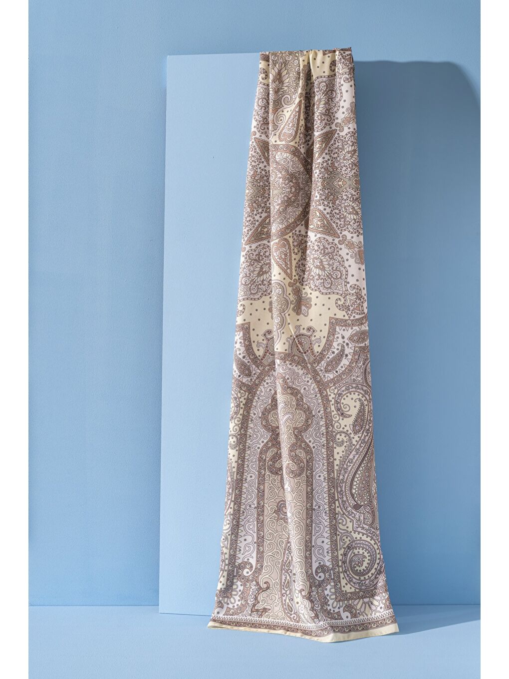 Sarı Kadın Etnik Desen Soft Tlos Şal