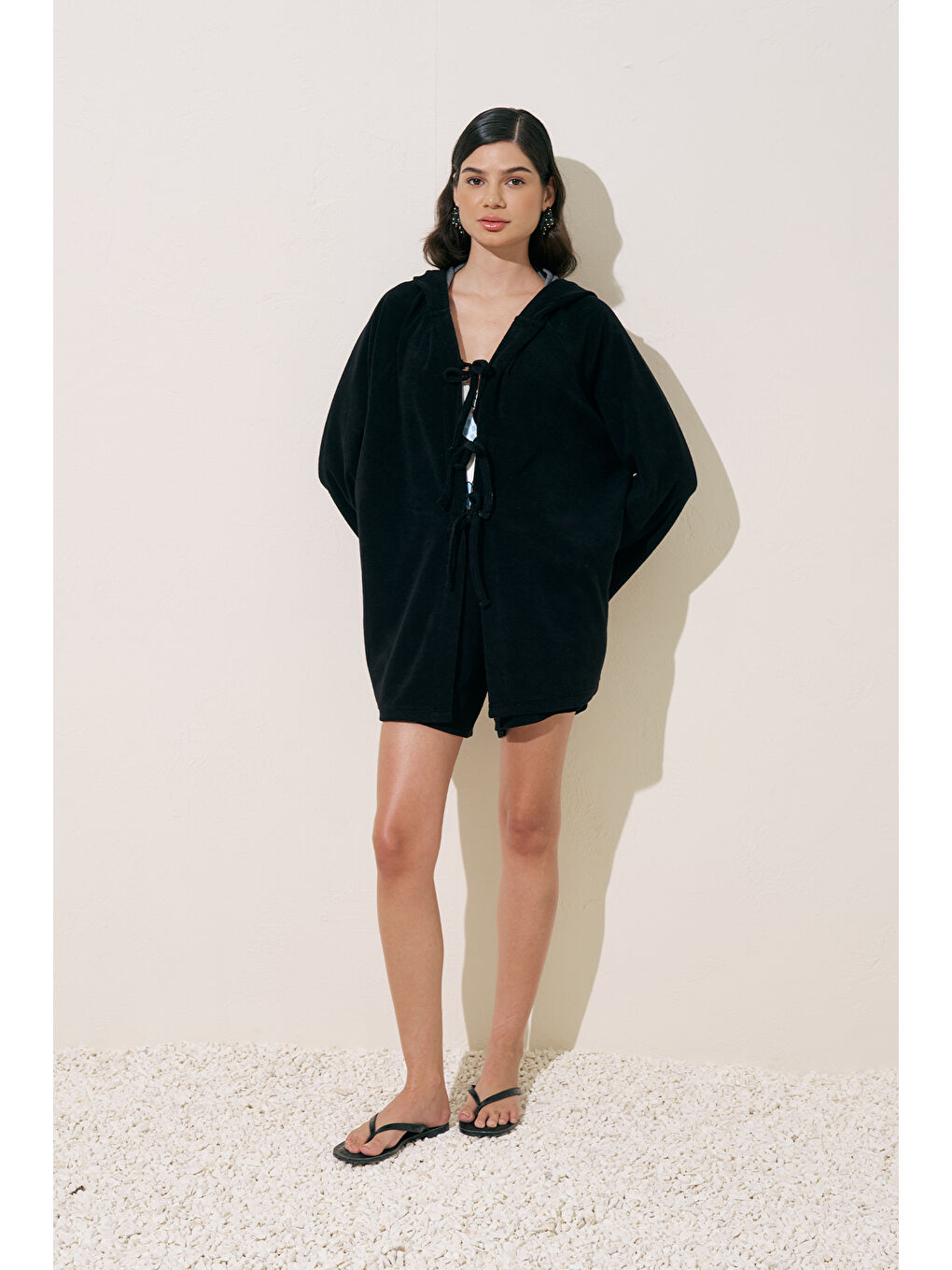 Havlu Kumaş Kimono Siyah-2