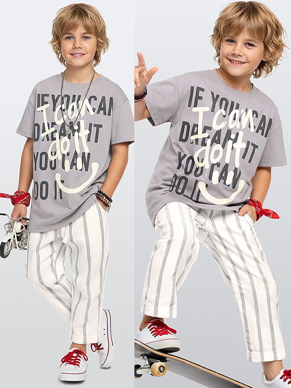 Gri Do It Erkek T-shirt Yazlık Pantolon Takım-1