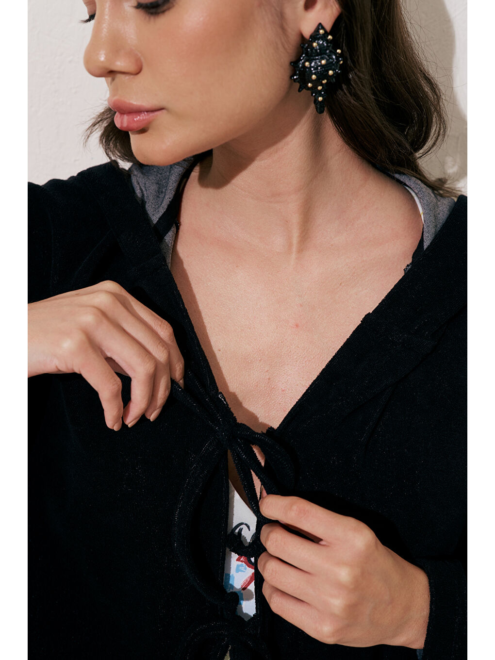 Havlu Kumaş Kimono Siyah-3