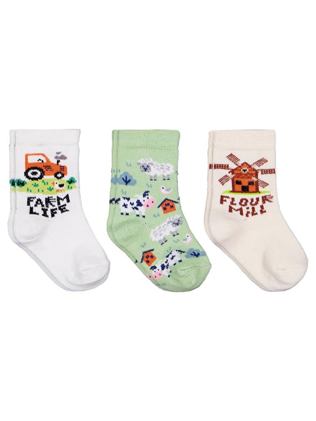 Beyaz Baby Farm 3'lü 6- Bebek Erkek Çorap Set