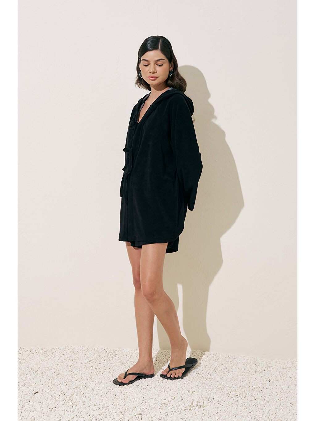 Havlu Kumaş Kimono Siyah-4