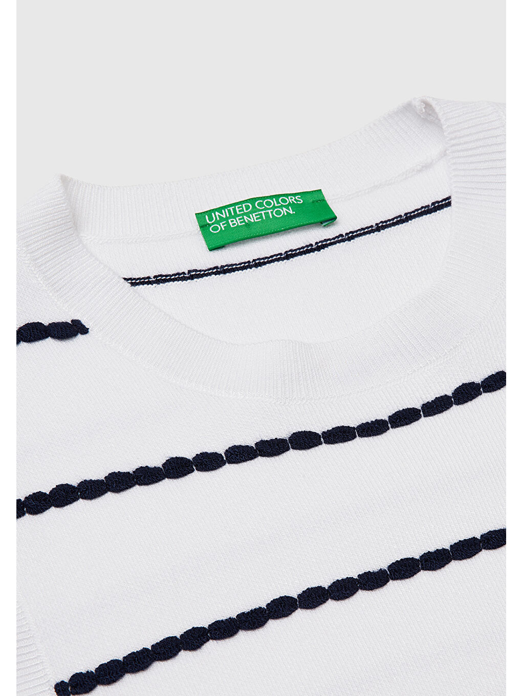 Kadın Ekru-Gri Mix Viskoz ve Akrilik Karışımlı Çizgili Kolsuz Kazak-5