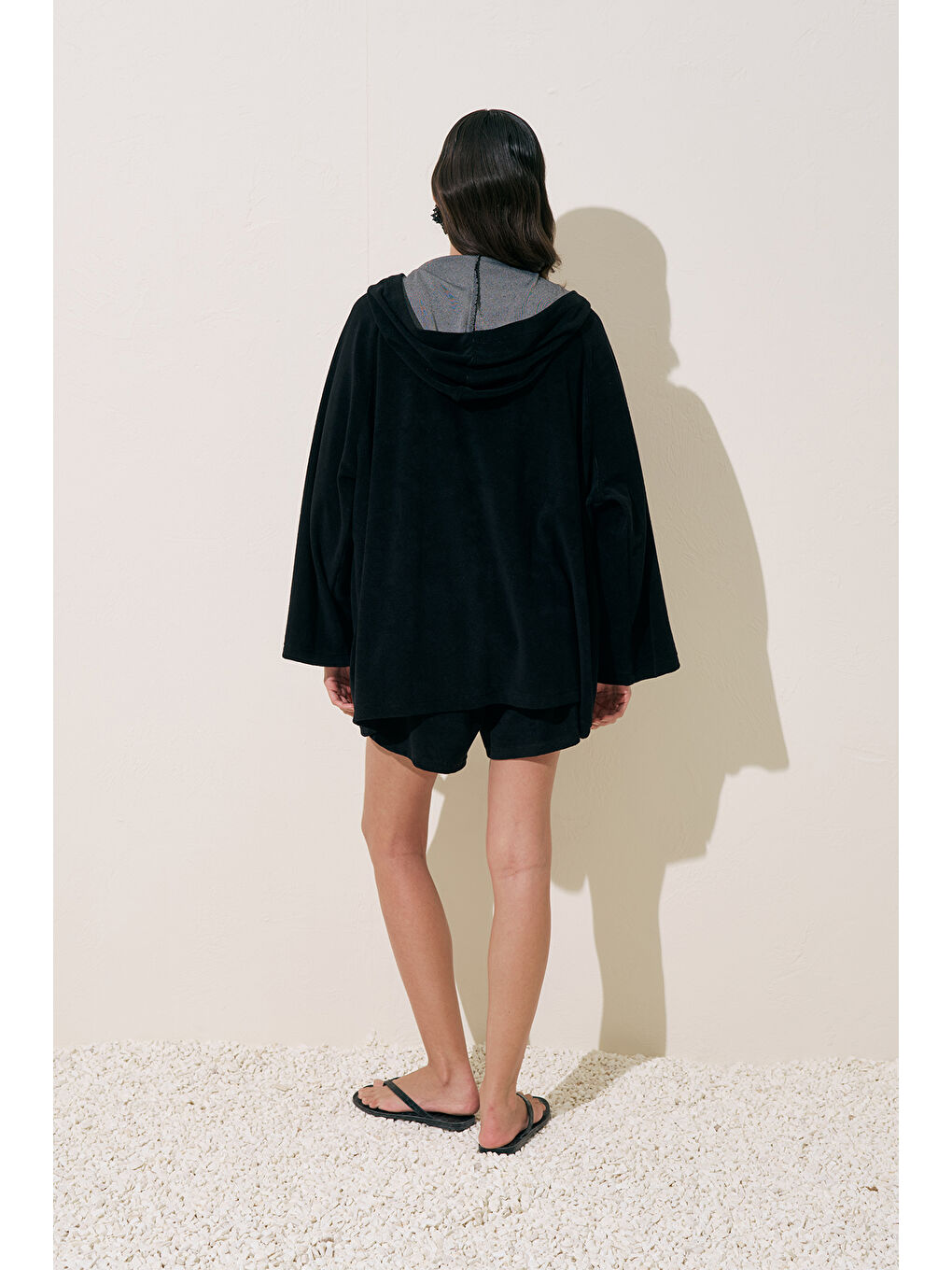 Havlu Kumaş Kimono Siyah-5