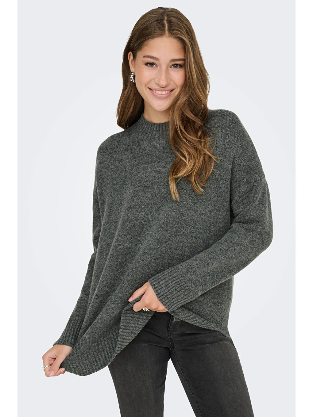 Yeşil Onlhazel Oversize Fit Balıkçı Yaka Örme Kadın Kazak 15352853-5