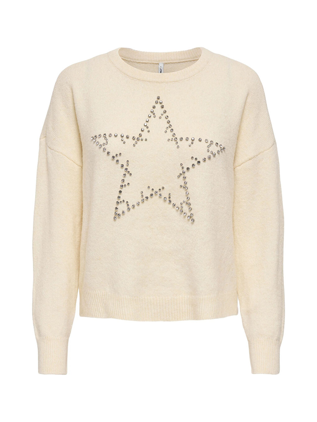 Ekru Onlrenata Yün Karışım Regular Fit Yıldız Desenli Kazak 15353062-4