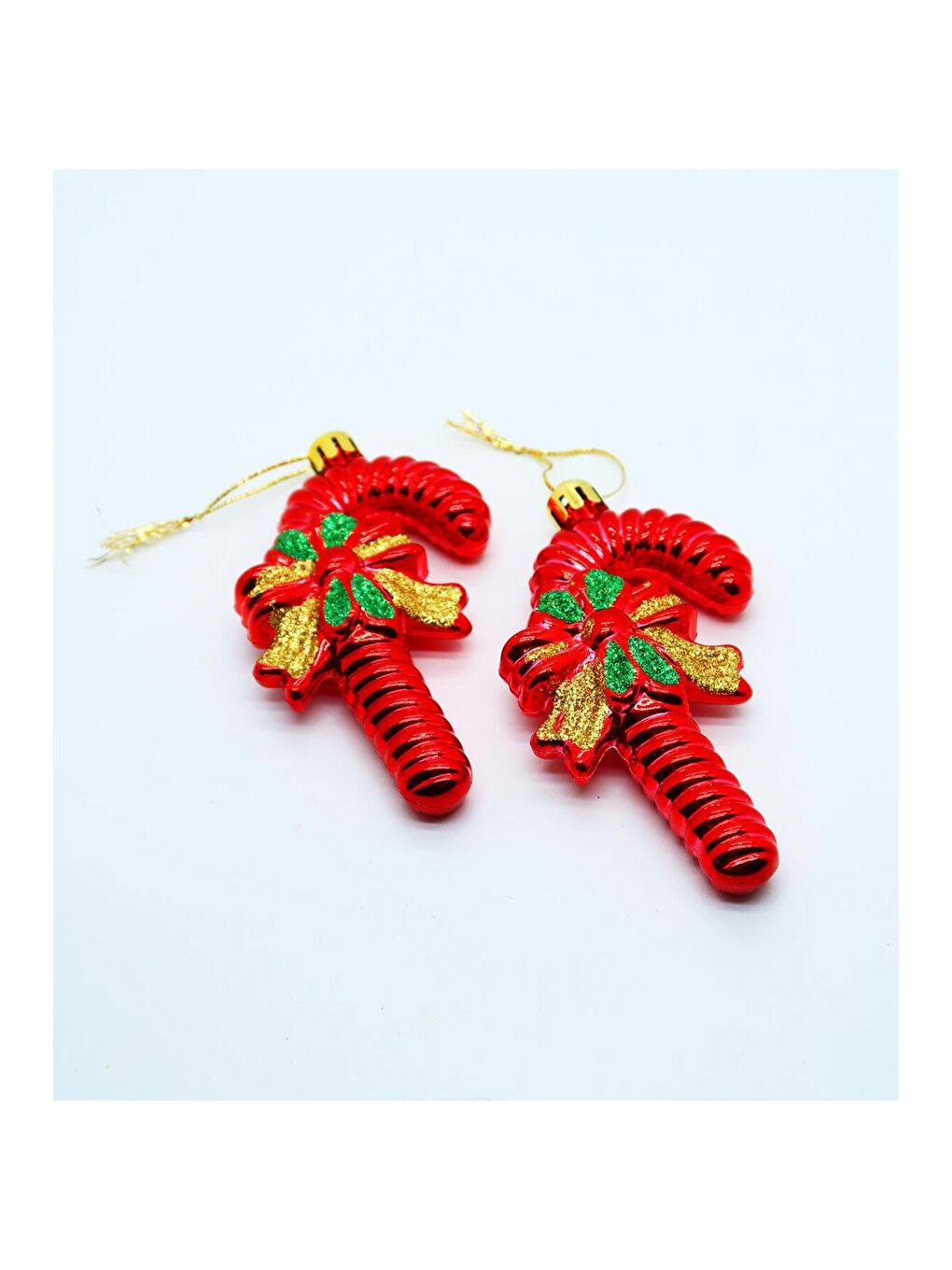 Karışık Yılbaşı Şeker Baston Şeklinde Ağaç Süsü – 4 Adet-1