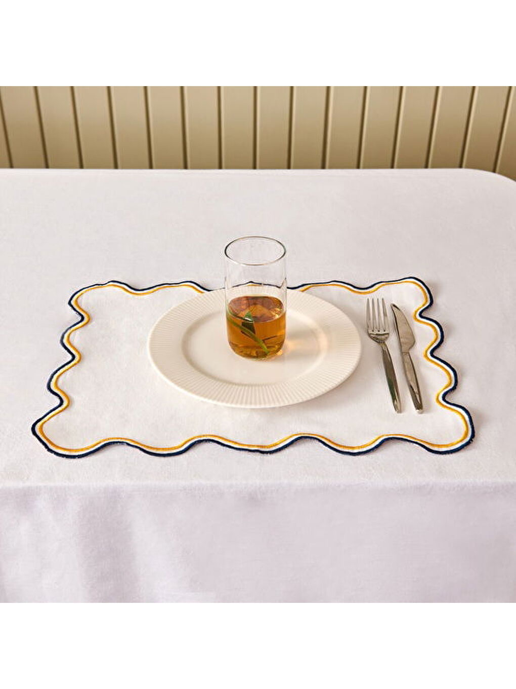 Sarı Soft Nonna Amerikan Servis - Hardal / Mavi - 30x50 cm-1