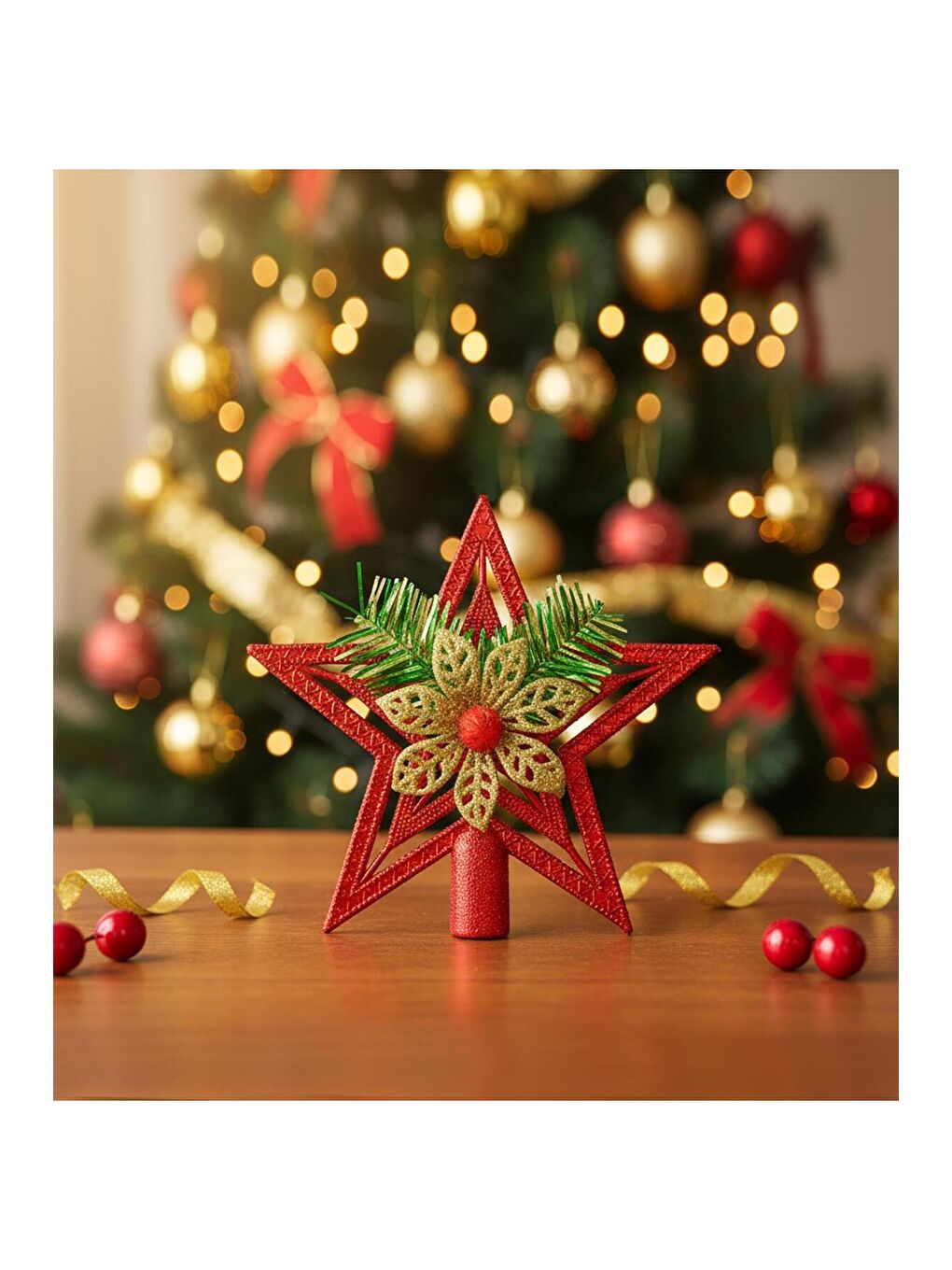 Sarı Yılbaşı Ağacı Tepe Süsü 15 Cm