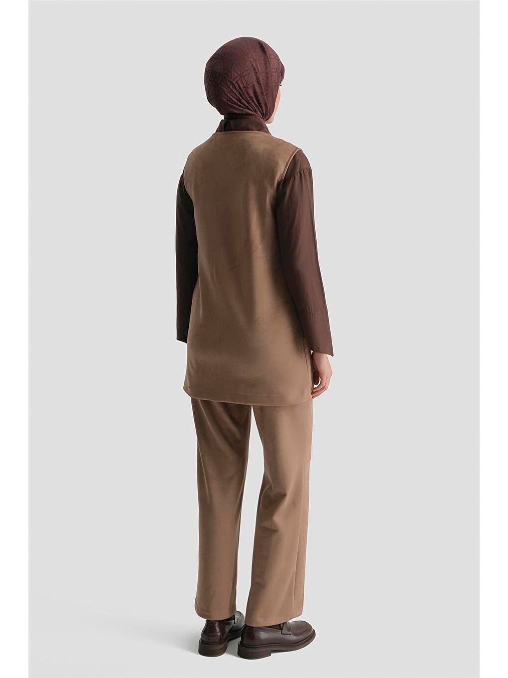 Kahverengi Yelekli Süet Takım 25Kd4395 Camel-5