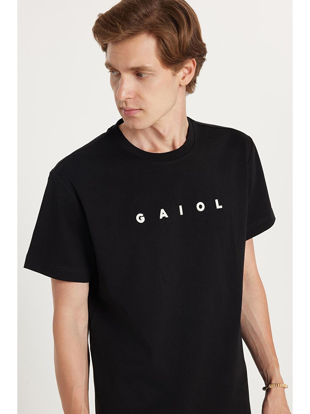 Relax Fit Rahat Kesim Pamuklu Ön Ve Arka Baskı Detaylı Bisiklet Yaka Siyah Erkek Tişört