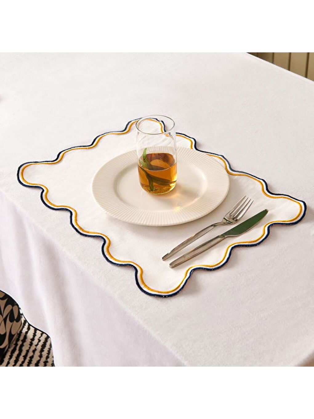 Sarı Soft Nonna Amerikan Servis - Hardal / Mavi - 30x50 cm-6