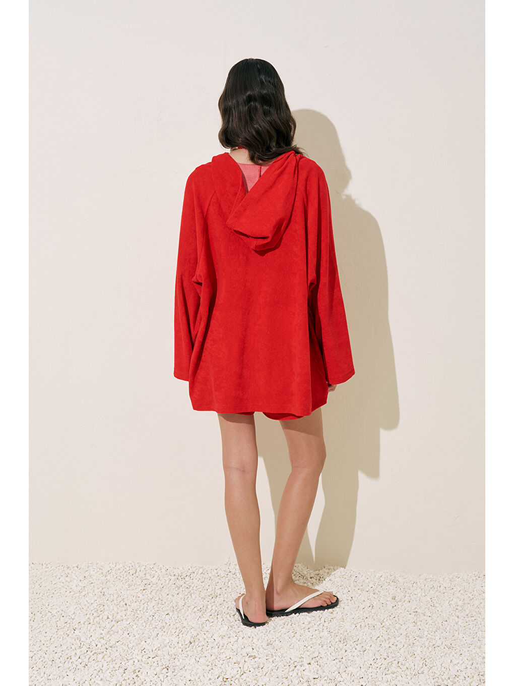 Havlu Kumaş Kimono Kırmızı-6
