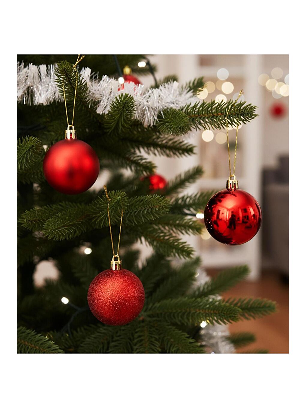 Karışık Yılbaşı Ağaç Süsü Top Seti – 6 Adet