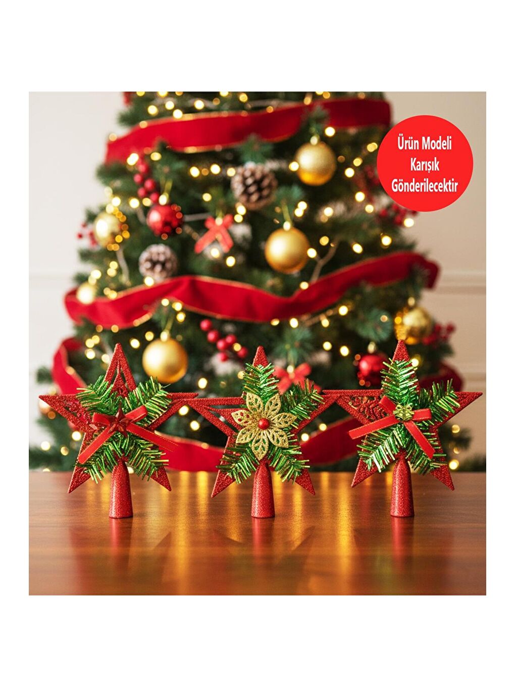 Sarı Yılbaşı Ağacı Tepe Süsü 15 Cm-1