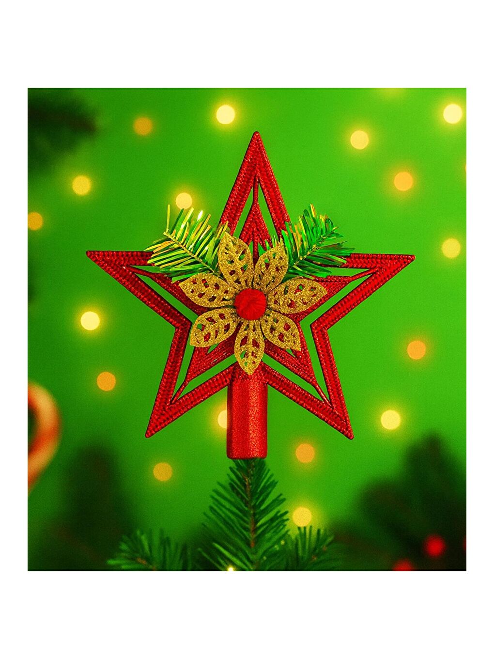 Sarı Yılbaşı Ağacı Tepe Süsü 15 Cm-2