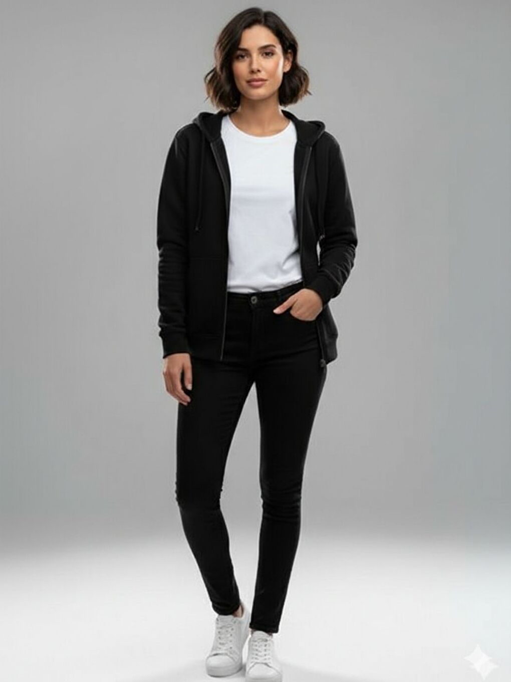 Kadın Siyah Standart Kalıp Hırka