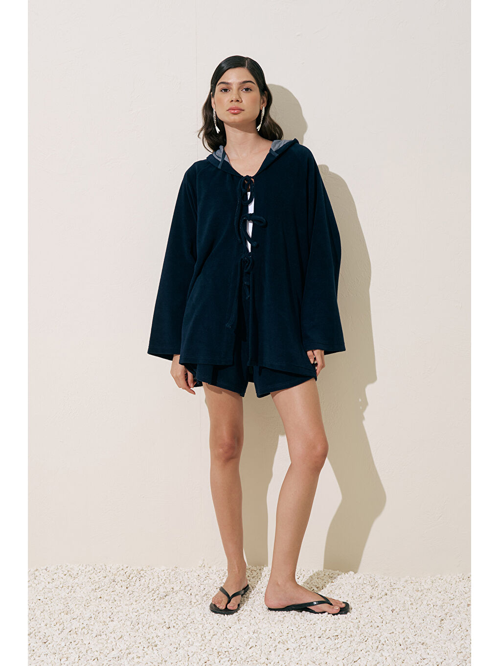 Havlu Kumaş Kimono Lacivert-2