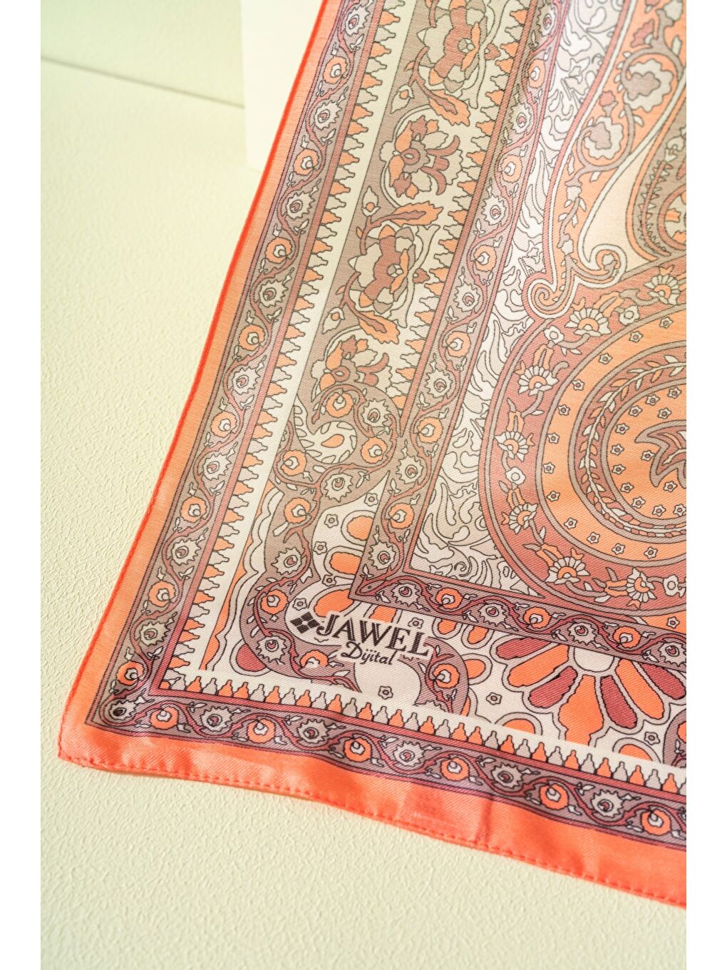 Turuncu Kadın Etnik Desen Soft Tlos Şal-1