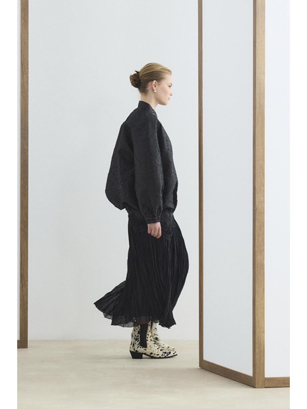 Jakar Balon Form İnce Bomber Ceket Siyah-3