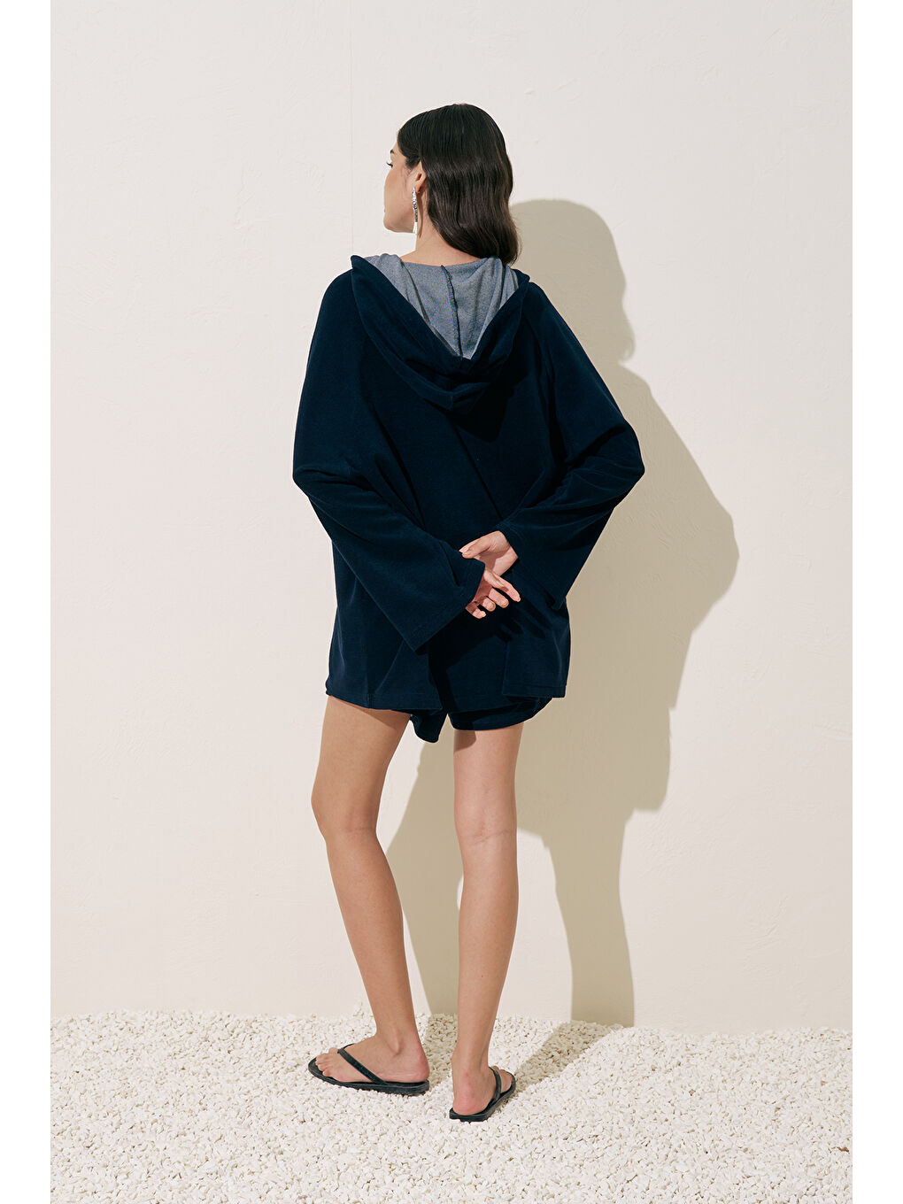 Havlu Kumaş Kimono Lacivert-4